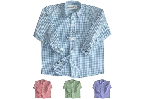 German Wear Trachtenhemd GW1223-EW Kinder Trachtenhemd für Trachtenhosen Trachtenmode mit Edelweiß karo