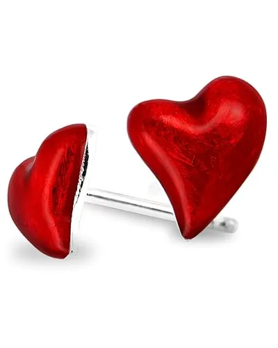 Heartbreaker Rote Herz Ohrstecker aus Echtsilber - Ohrringe für Damen, aus hochwertigem 925 Sterling Silber, allergikerfreundlich und mit romantischem, eismatt gebürstetem Finish für einen besonderen Look.