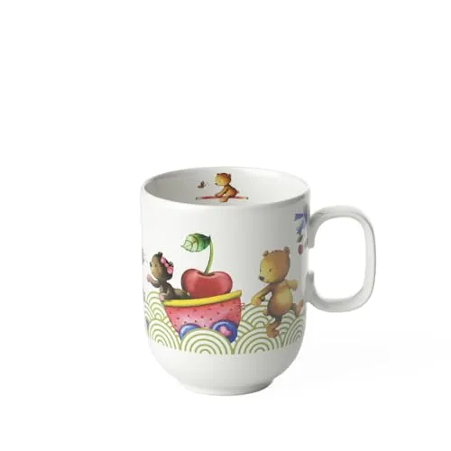Villeroy & Boch – Hungry As A Bear Kinderbecher mit Henkel, 250 ml, Spülmaschinenfest, Geschirr für Kinder, großer Becher aus Premium Porzellan, Weiß/Bunt