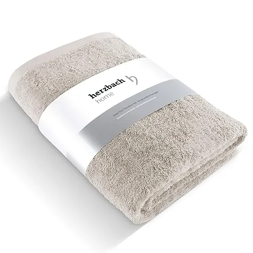 herzbach home Saunatuch 80 x 200 cm (Sandgrau) – Flauschiges & saugstarkes Saunahandtuch - Duschtücher aus 100% Baumwolle, besonders weich und langlebig, ideal für Sauna und Wellness, mit elegantem Design und pflegeleicht.
