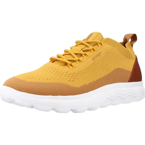 Geox Herren Spherica U Sneakers, Beige Ocher, 43 EU Schmal - Herren-Sneaker mit atmungsaktivem Wildleder-Obermaterial und innovativer Spherica-Technologie für optimalen Komfort und Dämpfung.