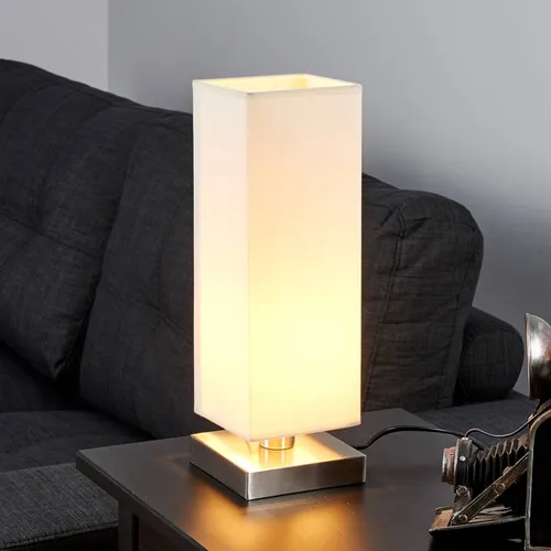 Lindby Tischleuchte Martje, Creme IP20, 1 x 4,5 W LED - Nachttischleuchte mit E14-Fassung, ideal für stimmungsvolles Licht auf Nachttischen und kleinen Tischen, energieeffizient mit 4,5 W LED.