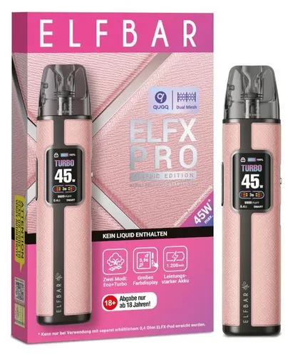ELFBAR ELFX Pro Systemgerät Pink – 1200 mAh Akkuträger mit Farbdisplay