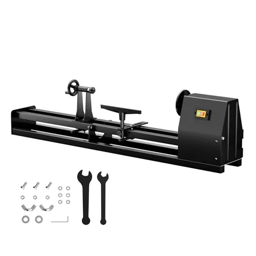 Wiltec Drechselbank 400 W - Tischdrehmaschine mit 400 W Motor und verstellbarem Reitbock, ideal für präzise Holzarbeiten bis 1000 mm Länge und 350 mm Durchmesser.