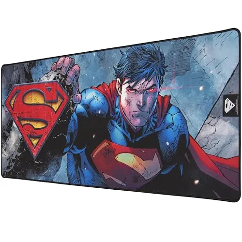 Subsonic Superman - Anti-Rutsch-Mauspad XXL 90 mm x 40 mm in Perlenoptik - Offizielle Lizenz DC comis