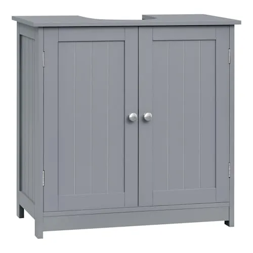 Woltu Waschbeckenunterschrank Lena in Weiß und Grau - Moderne Badezimmermöbel, stabil und wasserabweisend, ideal für Ordnung und Stil in Ihrem Bad.