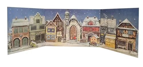 Nostalgischer Papier Adventskalender von 1946 mit Bildern und Glitzer 
