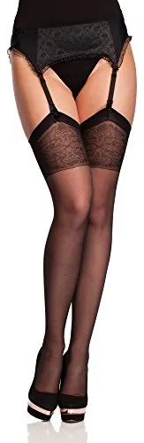 Antie Gemusterte Strapsstrümpfe bunt Strümpfe für Strapsgürtel G4051 20 DEN (Schwarz, M)