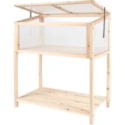 empasa Hochbeet RAISE DELUXE - Frühbeet - für Jungpflanzen und Setzlinge - mit Stauraum - Holz / Plexiglas - 49 x 90 x 95 cm - Hochbeet mit Dach Frühbeetkasten Blumenkasten Kräuterbeet Gartenbeet Gewächshaus