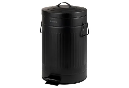 eluno Mülleimer 12 Liter im Vintage-Design - Haushaltszubehör mit 12 Litern Fassungsvermögen, praktischer Tretmechanismus und Soft-Close-System für leises Schließen. Der schwarze Metall-Abfalleimer ist ein stilvoller Blickfang in jedem Raum.