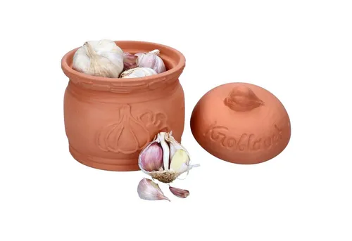 MamboCat Vorratsglas Terra Knoblauchtopf mit Deckel Ø 12,8cm Terrakotta Aufbewahrungsbox, Ton