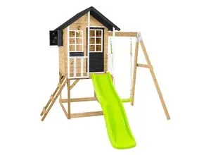 Zwerkules Spielhaus Holli 2 - Spielhaus Holli 2 aus FSC®-zertifiziertem Holz, ideal für kreative Rollenspiele mit Rutsche und Schaukel – ein nachhaltiges Spieleparadies für Kinder ab 3 Jahren!