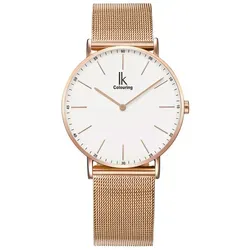 Alienwork Classic St.Mawes Quarz Armbanduhr - Elegante Armbanduhr für Damen und Herren mit japanischem Quarzwerk, ultra flach (7mm) und ideal für jedes Outfit. Hochwertiges Edelstahlarmband in Rosgold für hohen Tragekomfort.