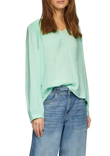s.Oliver Langarmbluse mit V-Ausschnitt - Elegante Damenbluse mit V-Ausschnitt, ideal für einen stylischen Look im Büro oder in der Freizeit.