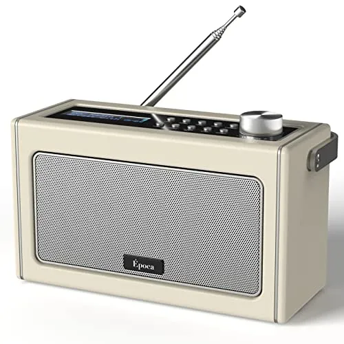 i-box Tragbares DAB/Dab Plus Radio und FM, Vintage Radio mit Bluetooth, Batterie-Radiostation und Netzteil, mit wiederaufladbarem Akku bis zu 15 Stunden Laufzeit
