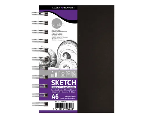 DALER ROWNEY Notizbuch Skizzenbuch - A6 100 g/qm 110 Blatt Spirale.