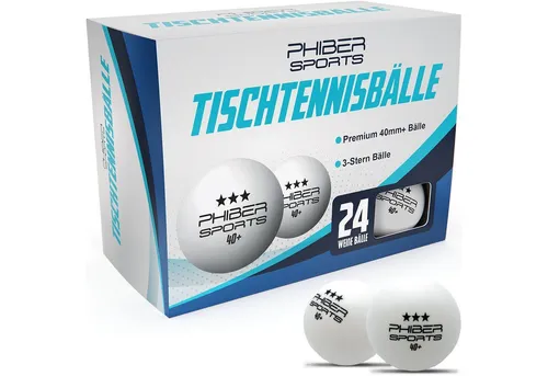 PHIBER-SPORTS Tischtennisball Weiß 3 Stern [24 Stück] - Ideal für Anfänger, Familien und Profis (Set, 24-St., 24 weiße 3 STERN Tischtennisbälle), Nach Wettbewerbsrichtlinien produziert