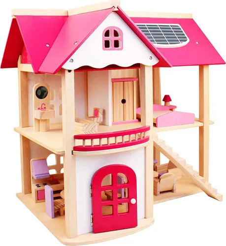 Puppenhaus Aus Holz Grosse Möbel Rosa