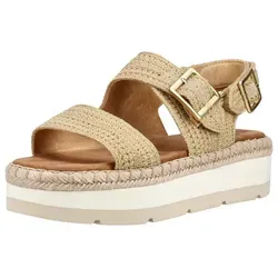TOMS Riemchensandale aus Leder/Textil - Die TOMS Riemchensandale bietet breiten Riemen, eine verstellbare Schnalle und ein gepolstertes Fußbett für optimalen Komfort. Die markante Plateausohle ergänzt den modernen Look und sorgt für ein angenehmes Laufgefühl – perfekt für die warmen Tage!