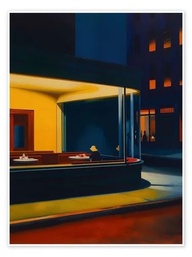 Posterlounge Wandbild Nachtleben mit E. Hopper, Frank Daske, erhältlich als Poster, Leinwandbild, Wandsticker oder Acrylglasbild