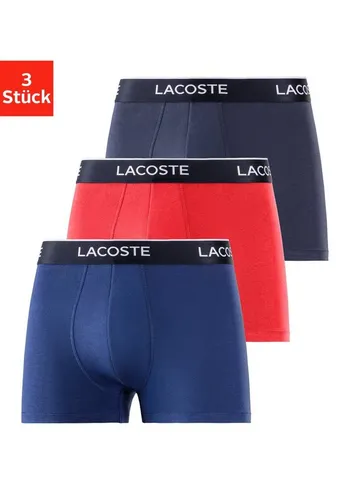 Lacoste Trunk eng Boxershorts Herren Premium 3er-Pack - Boxer anliegend aus atmungsaktivem Material für optimalen Halt, ideal für den täglichen Komfort in blau, rot und navy.