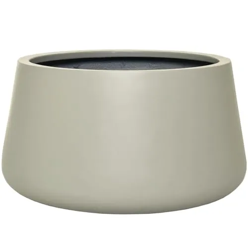 VIVANNO Pflanzentopf Pflanzkübel Fiberglas Gordo 29x45 cm Frostsicher - Blumentopf Bauchig Rund Creme Groß Außen, Innen