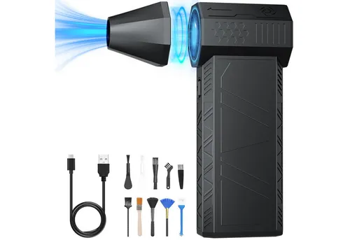 SALCAR Elektrisches Staubgebläse 130000RPM - Vielseitiges Staubgebläse mit 3 Geschwindigkeitsstufen und Turbo-Funktion für effiziente Reinigung von PC, Auto und Haushalt. Wiederaufladbar und umweltfreundlich – die nachhaltige Alternative zu Einweg-Druckluftdosen.