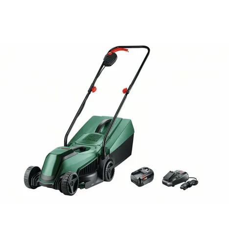 Bosch EasyMower 18V-32-150 Akku-Rasenmäher - Akku-Rasenmäher mit 32 cm Schnittbreite, ideal für Rasenflächen bis 150 m². Leicht und platzsparend, inkl. Akku und Ladegerät für maximale Flexibilität.