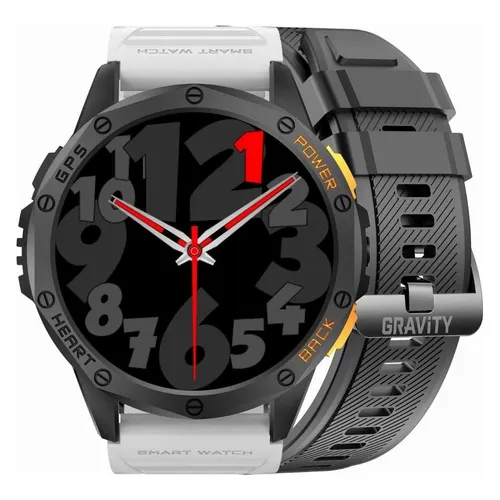 Gravity GPS GT24-2 Herren-Smartwatch, schwarzes Silikonarmband + weisses Silikonarmband (48 mm, ohne SIM) (GT24)