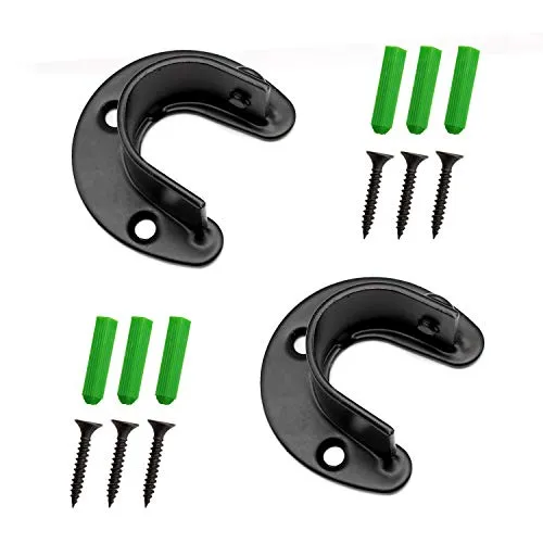 S-H Artisan-SH 2 Stück Rundrohr Halterung - 27 mm Edelstahl Kleiderschrank Stangenhalter, Kleiderstange Stangenhalterung Kann für Kleiderschrankhalterung/Gardinenstange/Kleiderstange (Schwarz)