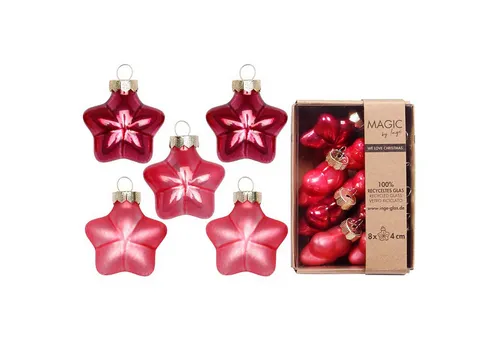 MAGIC by Inge Christbaumschmuck, Christbaumschmuck Sterne 4cm Glas 8 Stück - Gentle Pink