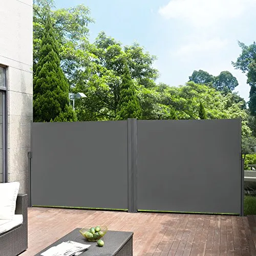 pro.tec Doppelte Seitenmarkise 'Alcazaba' 2 x 300 x 160 cm Grau - Markisen für optimalen Sicht- und Windschutz, strapazierfähiges, wasserabweisendes Material und pulverbeschichtetes Stahlgestell.