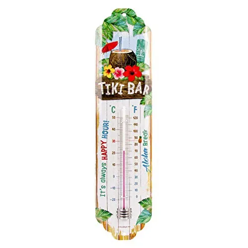Nostalgic-Art Retro Thermometer, 7 x 28 cm, Tiki Bar – Geschenk-Idee als Bar-Zubehör, aus Metall, Vintage Design