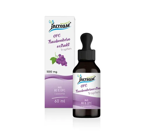 increase NATURALLY Liposomales OPC Traubenkernextrakt 1000mg - 60 ml - Vitamine mit 800 mg OPC pro Tagesdosis, gewonnen aus hochwertigen pflanzlichen Rohstoffen ohne chemische Extraktion, ideal für Ihre tägliche Gesundheitsunterstützung.