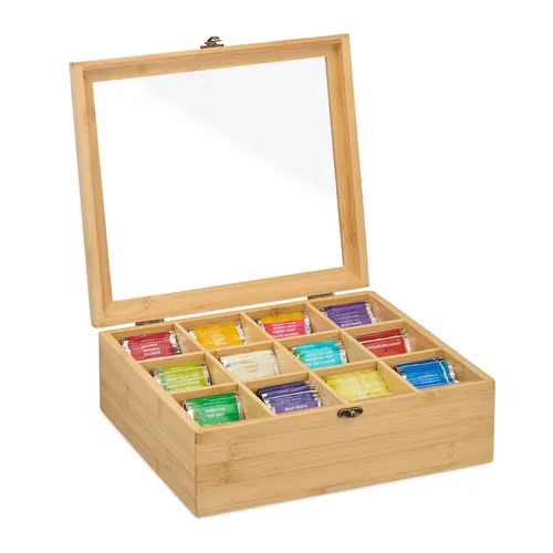 Teebox Tee Aufbewahrung Teebeutel Aufbewahrungsbox Teedose Teekiste 12 Fächer