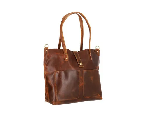 Corno d´Oro Shopper Damen Leder Handmade - Elegante große Schultertasche aus naturgegerbtem Büffelleder in Cognac, mit verstellbarem Schultergurt für vielseitigen Tragekomfort und praktischen Fächern für perfekte Organisation.