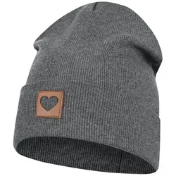 Smarilla Jerseymütze Mädchen Mütze Beanie Übergangsmütze gerippt Breiter Bund grau 54/56