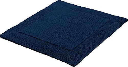 Erwin Müller WC-Vorlage, WC-Matte ohne Ausschnitt Uni Serie Stuttgart Marine Größe 60x60 cm - extra dick, Wende-Design, 100% Baumwolle