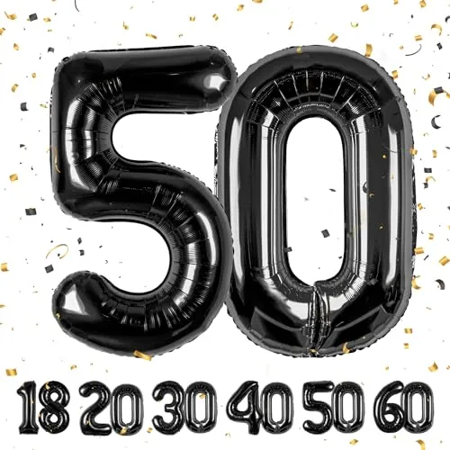 Geburtstag Deko zahlen luftballon 50 jahre | Folienballon Schwarz
