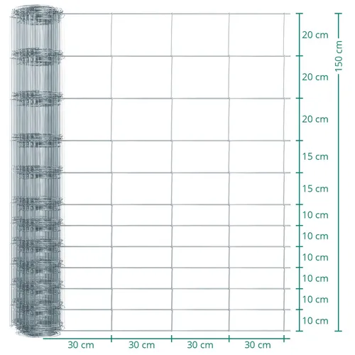 Wildzaun 50m Drahtgeflecht von VOSS.farming - Maschendraht, 1,5 m hoch und 50 m lang, korrosionsbeständig durch verzinkte Oberfläche - ideal für den Schutz von Wäldern und landwirtschaftlichen Flächen.