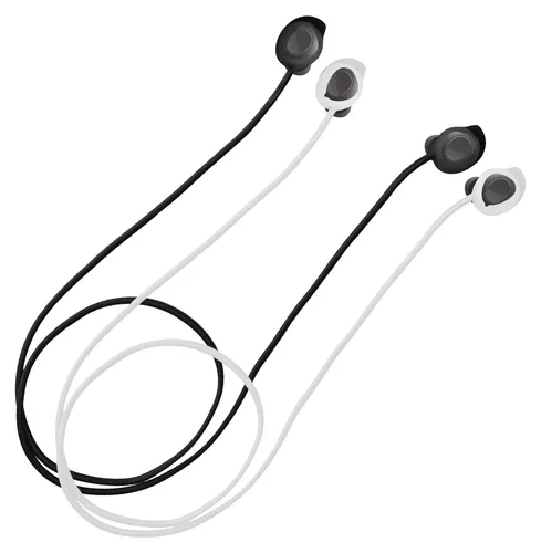 kwmobile 2x Halteband kompatibel mit Samsung Galaxy Buds FE - Kopfhörer Halter Band in Schwarz Weiß, sicherer Halt für Sport und Alltag mit elastischem Silikon