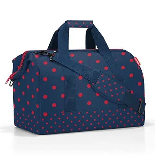 reisenthel Allrounder L Mixed red dots - Reisetasche mit funktionalem Design, ideal für Reisen, Arbeit oder Freizeit. Viel Stauraum, 6 Innensteckfächer und aus 50% recyceltem Material für nachhaltigen Einsatz.