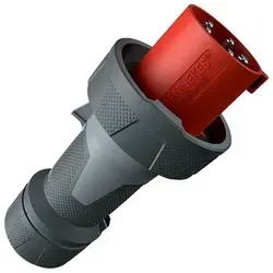 Mennekes CEE Stecker 63A 5P 400V IP67 - Robuster, tragbarer Starkstromstecker für extreme Einsatzbedingungen mit gummierter Grifffläche und Zugentlastung