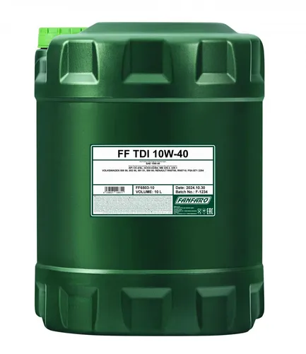 Fanfaro TDI 10W-40 Motoröl 10 L - Hochwertiges Motoröl mit SAE Viskosität 10W-40, ideal für zahlreiche Fahrzeughersteller wie VW und Mercedes, sorgt für optimalen Schutz und Leistung.