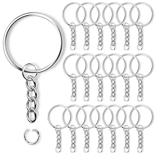 Stück 25mm Schlüsselring mit Spaltringe für Schlüssel Handwerk DIY, Schmuckherstellung, Kette schlüsselanhänger schlüsselringe Rostfreies Metall Silber Keyring Chain SprungRing 20