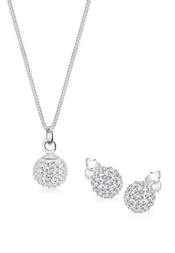 Elli Schmuckset Kugel Kristalle Sterling Silber weiß von Elli