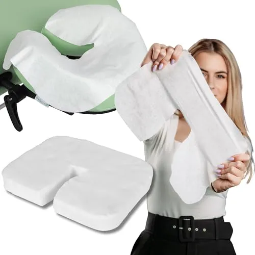 HABYS 100 Stück Einwegauflage für Massageliege Kopfstütze | Gesichtsauflagen für Massagetische, Massage Kopfstütze | Hohe Grammatur von 45 g/m2 | Ultraweiche, Nicht Klebende, Qualität | 35x27cm