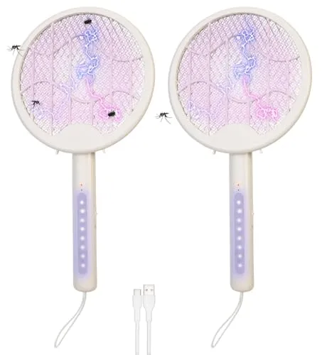 infactory Mueckenschutz: 2er 2in1-Akku-Insektenvernichter & Fliegenklatsche mit UV-LEDs (Elektrische Fliegenklatsche Akku, Elektrische Fliegen-Klatschen, Anti Mücken)