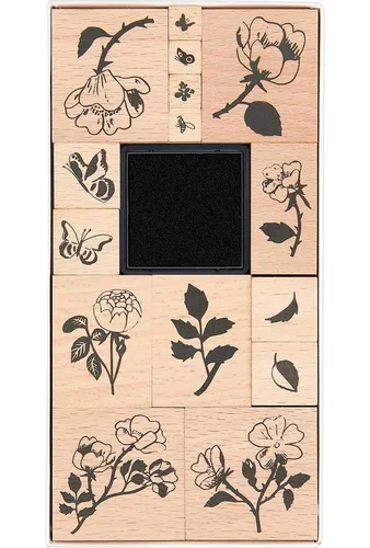 Rico Design XL Stempel-Set La Vie En Rose 16-teilig Grußkarten, Scrapbooking