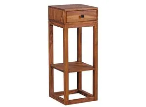 Massiver Sheesham Beistelltisch mit Schublade | Kadima Design - Couchtisch aus 100% massivem Sheeshamholz, quadratisch mit Schublade und Ablagefach, ideal für modernes Wohnen im Wohnzimmer oder Schlafzimmer.